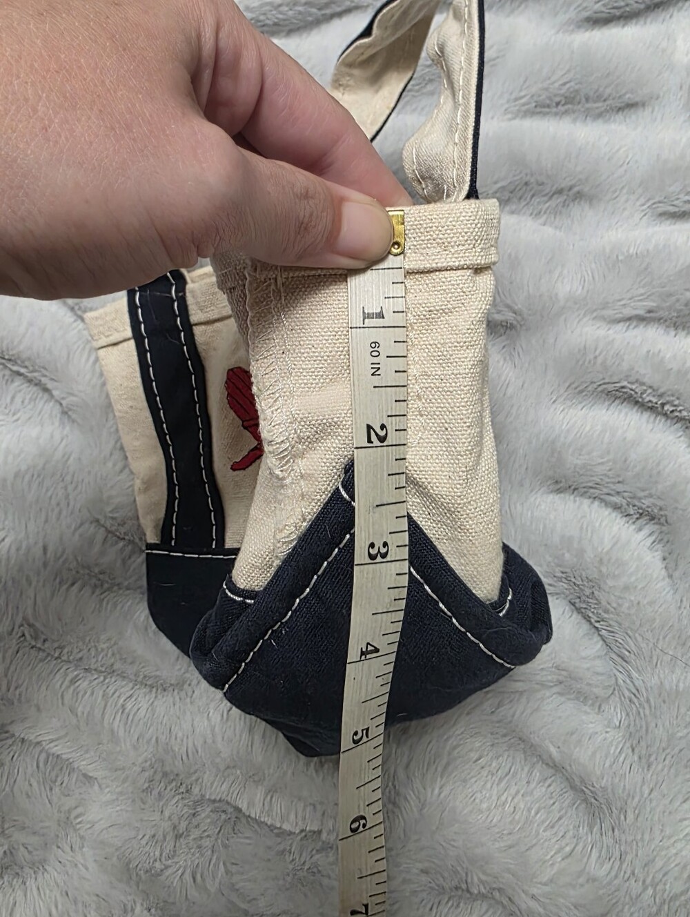 Vintage L.L.Bean Mini BOAT AND TOTE lawn chair Canvas Bag USA White Blue - Picture 10 of 11
